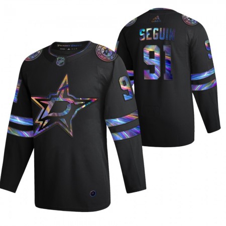 Dallas Stars Tyler Seguin 91 2021-22 Iriserend holografisch Zwart Authentic Shirt - Mannen